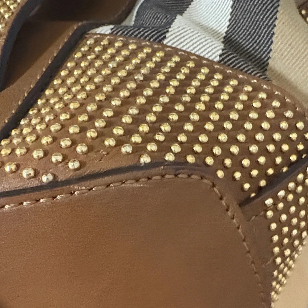 Burberry Tan and Brown Checkered studded Shoulder Bag - Picture 3 of 10